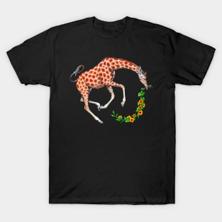 Giraffe with Flower Vine T-Shirt